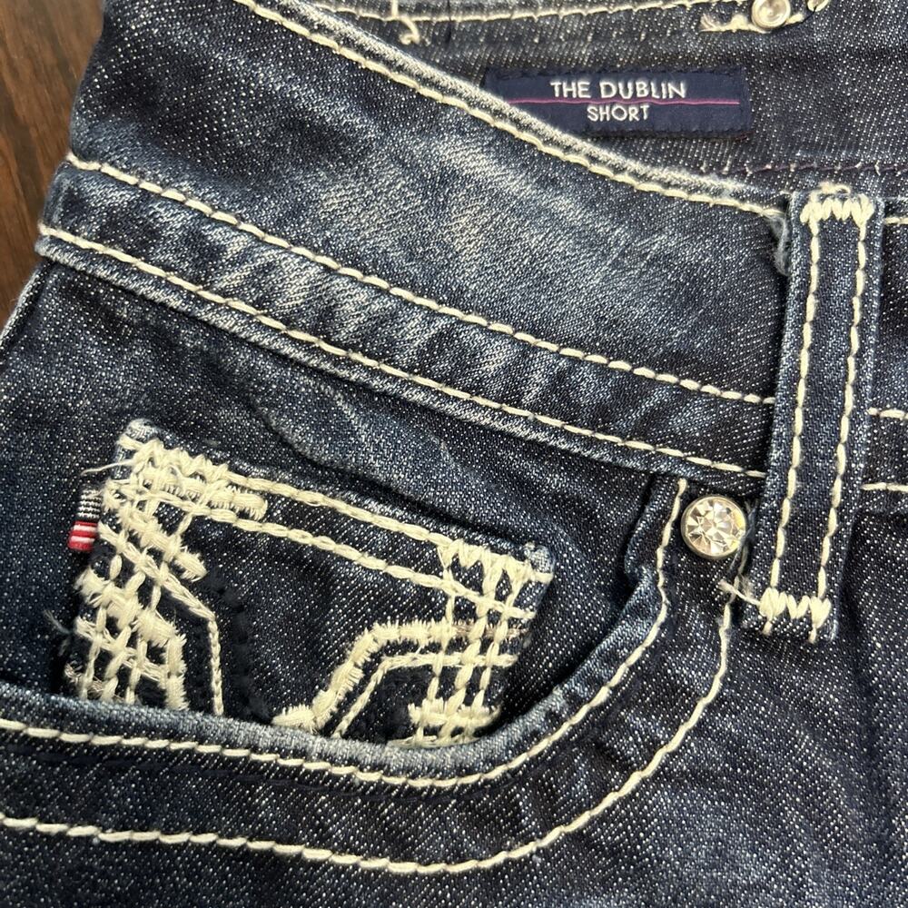 Vigoss The Dublin Denim Trendy Shorts Thick Stick Rhinestones Waist 25 Length 5 - Picture 2 of 7